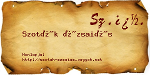 Szoták Ézsaiás névjegykártya